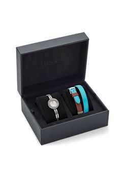 VERSACE - Women Iconic La Greca Silver Round Dial Analog Watch - VE8C00324 (M)