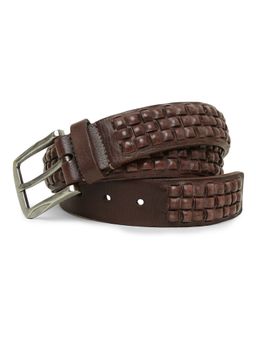 ART N VINTAGE - Genuine Brown Leather Interlace Weave Belt