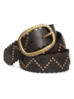 ART N VINTAGE - Genuine Leather Black Studded Belt