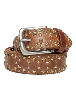 ART N VINTAGE - Cognac Star Studded Belt for Women