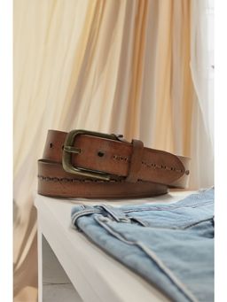 ART N VINTAGE - Genuine Brown Leather Crafted Men's Belt