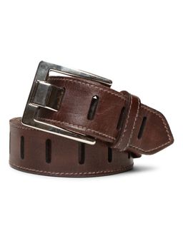 ART N VINTAGE - Premium Brown Leather Laser-Cut Design Men's Belt