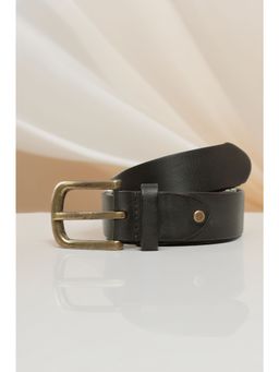 ART N VINTAGE - Genuine Black Plain Mens Leather Belt