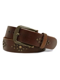 ART N VINTAGE - Mens Brown Studded Leather Belt