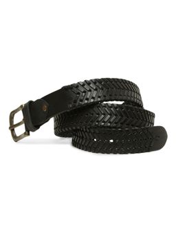 ART N VINTAGE - Genuine Black Leather Hand-Woven Belt