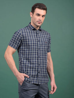 CRIMSOUNE CLUB - Men Checked Button Down Collar 100% Cotton Shirt