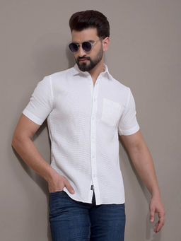 CRIMSOUNE CLUB - Men White 100% Cotton Shirt