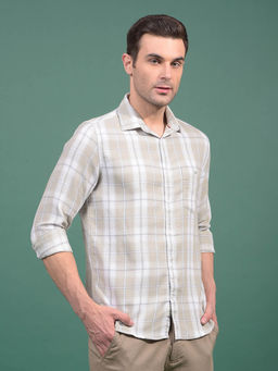 CRIMSOUNE CLUB - Men Beige 100% Cotton Shirt