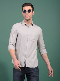 CRIMSOUNE CLUB - Men Grey Knitted Shirt
