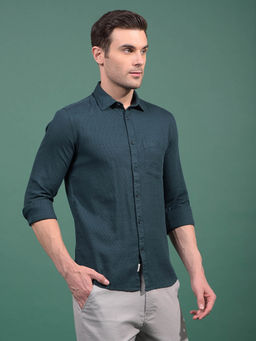CRIMSOUNE CLUB - Men Teal Knitted Shirt