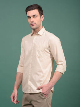 CRIMSOUNE CLUB - Men Cream Vertical Stripes Shirt