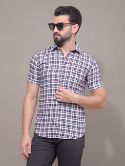 CRIMSOUNE CLUB - Men Multi-Color Checked 100% Cotton Shirt