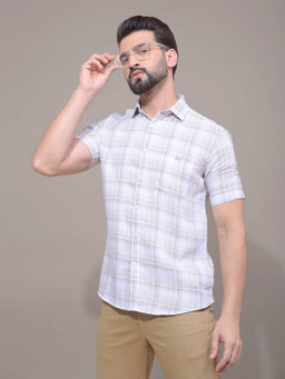 CRIMSOUNE CLUB - Men Blue Checked 100% Cotton Shirt