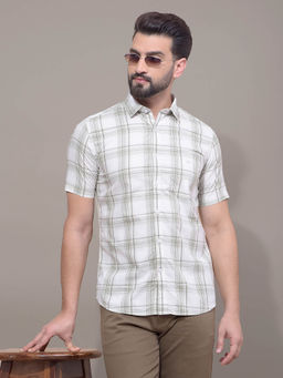 CRIMSOUNE CLUB - Men Checked 100% Cotton Shirt