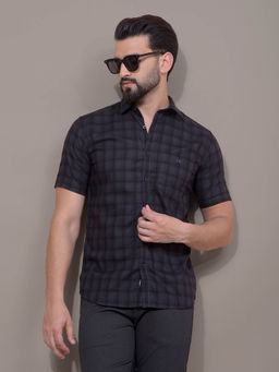 CRIMSOUNE CLUB - Men Checked Linen Shirt