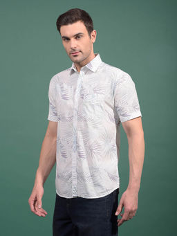 CRIMSOUNE CLUB - Men Green Printed 100% Cotton Shirt