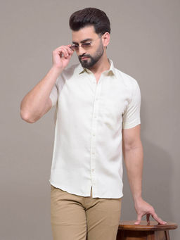 CRIMSOUNE CLUB - Men Cream Embroidered Shirt
