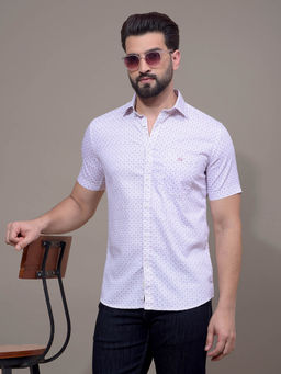 CRIMSOUNE CLUB - Men Purple Printed 100% Cotton Shirt