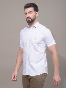 CRIMSOUNE CLUB - Men Olive Printed 100% Cotton Shirt