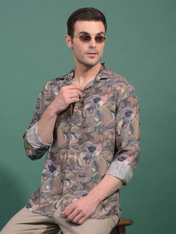 CRIMSOUNE CLUB - Men Multi-Color Abstract Print Modal Shirt