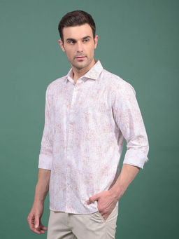 CRIMSOUNE CLUB - Men Purple Floral Print 100% Cotton Shirt