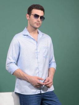 CRIMSOUNE CLUB - Men Blue Floral Print Shirt