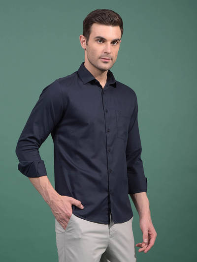 Men Navy Blue Modal Shirt