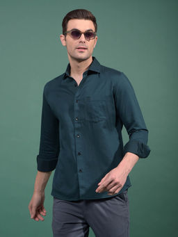 CRIMSOUNE CLUB - Men Teal Solid Shirt