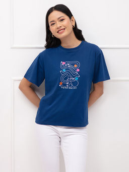 Twenty Dresses by Nykaa Fashion - Basics Blue Real Is Beautiful T-Shirt