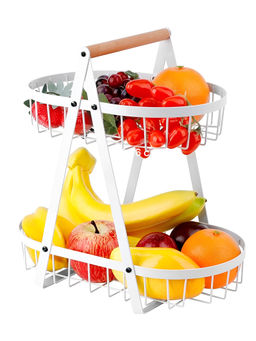 DecorTwist - Metal 2Tier Multifunctional Kitchen Rack White