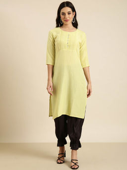 SHOWOFF - Women's Yellow Stripes Straight Kurta