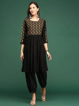 SHOWOFF - Women's Black Embroidered Kurta