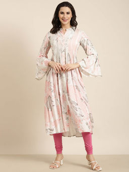 SHOWOFF - Women's White Printed A-Line Kurta