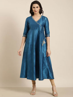 SHOWOFF - Women's Blue Solid Anarkali Kurta