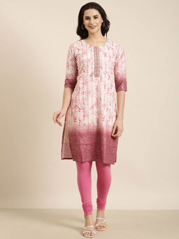 SHOWOFF - Women's Pink Ombre Straight Kurta