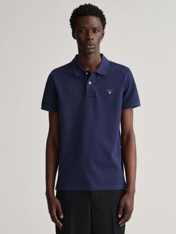 GANT - Men Blue Solid Regular Fit Polo T-Shirt