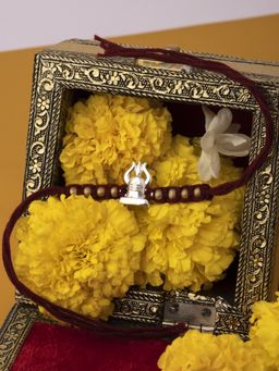 Praavy - Intricate Shiv & Trishul 925 Sterling Silver Rakhi for Brother