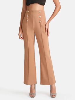 Kazo - Beige Trousers with Button Detail