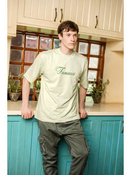 FENUCCI - Green Cotton Graphic Printed Tshirt