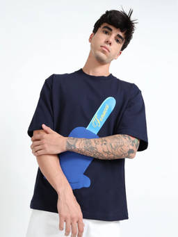 FENUCCI - Blue Cotton Printed Tshirt