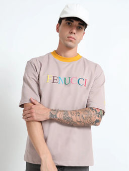 FENUCCI - Peach Cotton Solid Tshirt