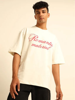 FENUCCI - White Cotton Typography Printed Tshirt
