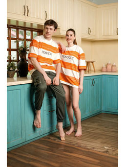 FENUCCI - Orange Striped T-Shirt