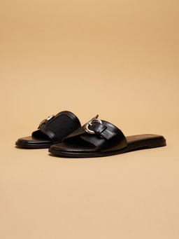 ERIDANI - Stacy Black Buckle Flats