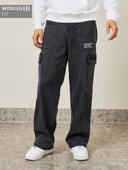 Styli - Men Cargo Jeans Black Cotton