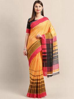 Akhilam - Multi-Color Festive Bhagalpuri Silk Solid Saree With Unstitched Blouse