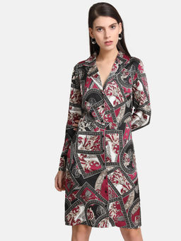 Kazo - Multi-Color Printed Knee Length Shirt Dress