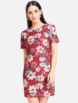 Kazo - Red Red Floral Print Dress