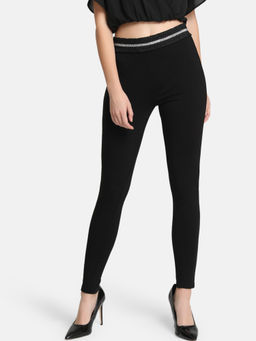 Kazo - Black Frill Waist Tape Jegging