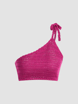 Cider - Solid One Shoulder Crochet Tank Top